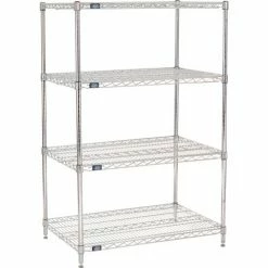 Nexel® Chrome, 4 Tier, Wire Shelving Starter Unit, 42"W x 24"D x 54"H