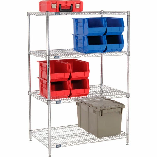 Nexel® Chrome, 4 Tier, Wire Shelving Starter Unit, 42"W x 24"D x 54"H 2 Nexel® Chrome, 4 Tier, Wire Shelving Starter Unit, 42"W x 24"D x 54"H - Image 2