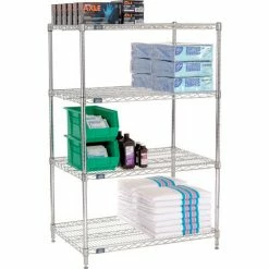 Nexel® Chrome, 4 Tier, Wire Shelving Starter Unit, 42"W x 24"D x 54"H 17 Nexel® Chrome, 4 Tier, Wire Shelving Starter Unit, 42"W x 24"D x 54"H -Shelving Sales Store 188236 02