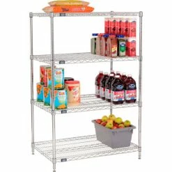 Nexel® Chrome, 4 Tier, Wire Shelving Starter Unit, 42"W x 24"D x 54"H 18 Nexel® Chrome, 4 Tier, Wire Shelving Starter Unit, 42"W x 24"D x 54"H -Shelving Sales Store 188236 03