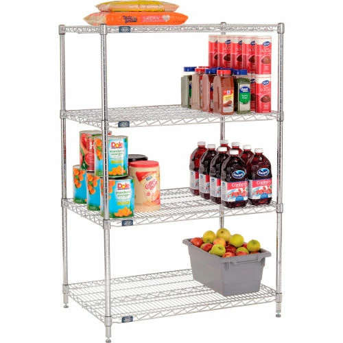 Nexel® Chrome, 4 Tier, Wire Shelving Starter Unit, 42"W x 24"D x 54"H 4 Nexel® Chrome, 4 Tier, Wire Shelving Starter Unit, 42"W x 24"D x 54"H - Image 4