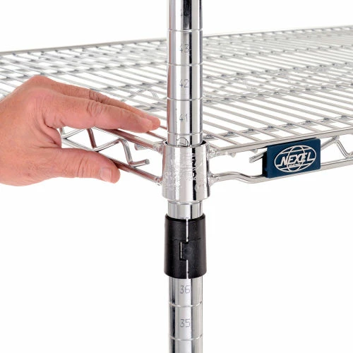 Nexel® Chrome, 4 Tier, Wire Shelving Starter Unit, 42"W x 24"D x 54"H 8 Nexel® Chrome, 4 Tier, Wire Shelving Starter Unit, 42"W x 24"D x 54"H - Image 8