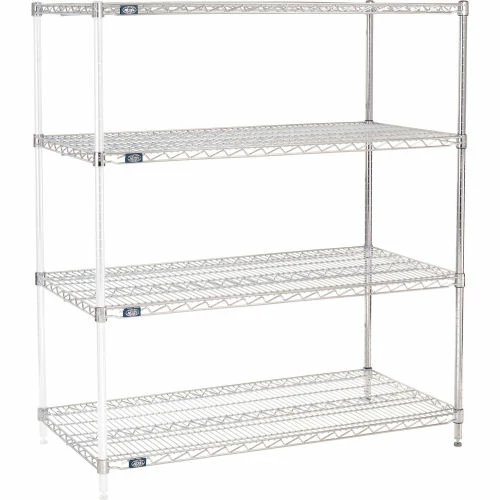 Nexel® Chrome, 4 Tier, Wire Shelving Add-On Unit, 48"W x 24"D x 54"H 1 Nexel® Chrome, 4 Tier, Wire Shelving Add-On Unit, 48"W x 24"D x 54"H