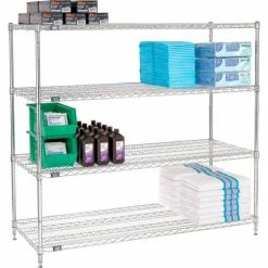Nexel® Chrome, 4 Tier, Wire Shelving Starter Unit, 72"W x 24"D x 54"H -Shelving Sales Store 188244 02