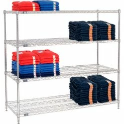 Nexel® Chrome, 4 Tier, Wire Shelving Starter Unit, 72"W x 24"D x 54"H -Shelving Sales Store 188244 04