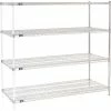 Nexel® Chrome, 4 Tier, Wire Shelving Add-On Unit, 60"W x 24"D x 63"H