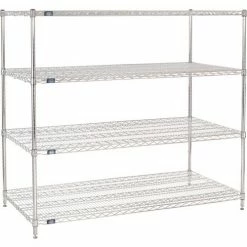 Nexel® Chrome, 4 Tier, Wire Shelving Starter Unit, 60"W x 30"D x 54"H