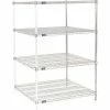 Nexel® Chrome, 4 Tier, Wire Shelving Add-On Unit, 36"W x 36"D x 54"H