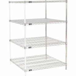 Nexel® Chrome, 4 Tier, Wire Shelving Add-On Unit, 36"W x 36"D x 54"H