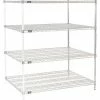 Nexel® Chrome, 4 Tier, Wire Shelving Add-On Unit, 48"W x 36"D x 63"H