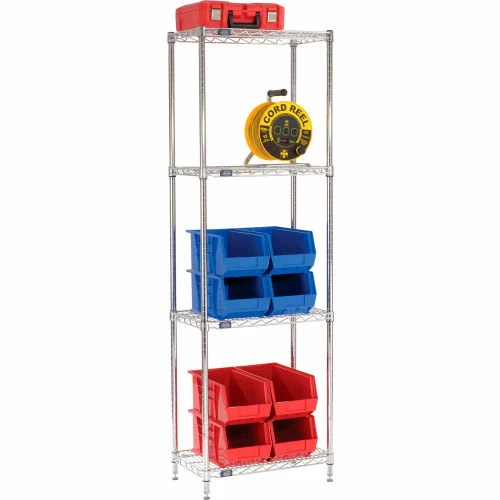 Nexel® Chrome, 4 Tier, Wire Shelving Starter Unit, 30"W x 14"D x 74"H 2 Nexel® Chrome, 4 Tier, Wire Shelving Starter Unit, 30"W x 14"D x 74"H - Image 2