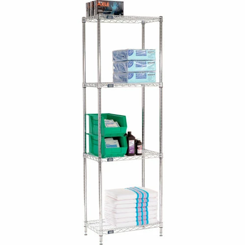 Nexel® Chrome, 4 Tier, Wire Shelving Starter Unit, 30"W x 14"D x 74"H 3 Nexel® Chrome, 4 Tier, Wire Shelving Starter Unit, 30"W x 14"D x 74"H - Image 3