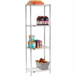 Nexel® Chrome, 4 Tier, Wire Shelving Starter Unit, 30"W x 14"D x 74"H 18 Nexel® Chrome, 4 Tier, Wire Shelving Starter Unit, 30"W x 14"D x 74"H -Shelving Sales Store 188288 03