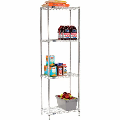 Nexel® Chrome, 4 Tier, Wire Shelving Starter Unit, 30"W x 14"D x 74"H 4 Nexel® Chrome, 4 Tier, Wire Shelving Starter Unit, 30"W x 14"D x 74"H - Image 4