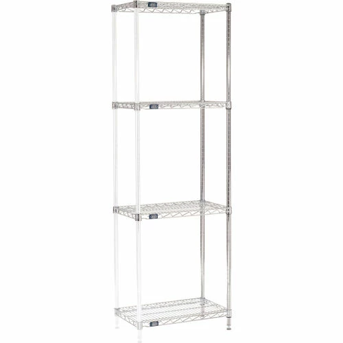 Nexel® Chrome, 4 Tier, Wire Shelving Add-On Unit, 24"W x 14"D x 74"H 1 Nexel® Chrome, 4 Tier, Wire Shelving Add-On Unit, 24"W x 14"D x 74"H