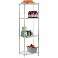Nexel® Chrome, 4 Tier, Wire Shelving Starter Unit, 24"W x 18"D x 74"H -Shelving Sales Store 188296 03