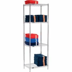Nexel® Chrome, 4 Tier, Wire Shelving Starter Unit, 24"W x 18"D x 74"H -Shelving Sales Store 188296 04