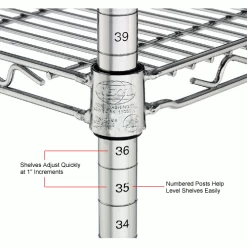 Nexel® Chrome, 4 Tier, Wire Shelving Starter Unit, 48"W x 30"D x 63"H -Shelving Sales Store 188296 2wco 5