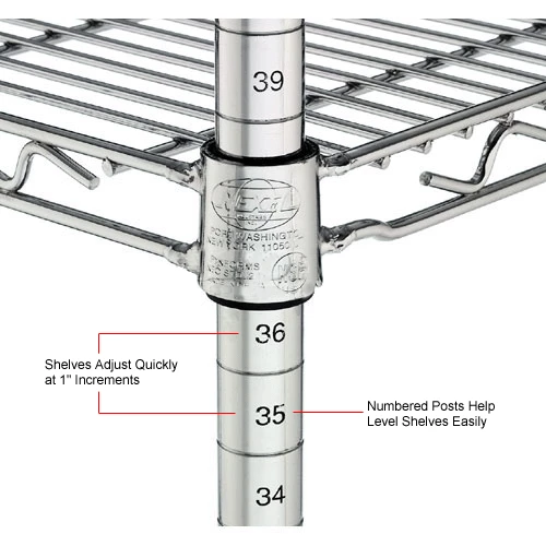 Nexel®, Nexelate®, Silver Epoxy, 4 Tier, Wire Shelving Add-On Unit, 60"W x 18"D x 74"H 18 Nexel®, Nexelate®, Silver Epoxy, 4 Tier, Wire Shelving Add-On Unit, 60"W x 18"D x 74"H - Image 18