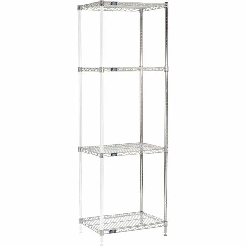 Nexel® Chrome, 4 Tier, Wire Shelving Add-On Unit, 24"W x 18"D x 74"H 1 Nexel® Chrome, 4 Tier, Wire Shelving Add-On Unit, 24"W x 18"D x 74"H