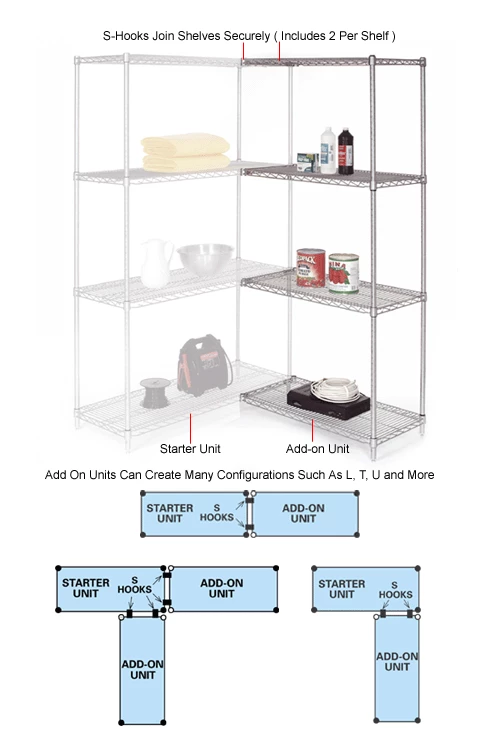 Nexel® Chrome, 4 Tier, Wire Shelving Add-On Unit, 24"W x 24"D x 54"H 5 Nexel® Chrome, 4 Tier, Wire Shelving Add-On Unit, 24"W x 24"D x 54"H - Image 5
