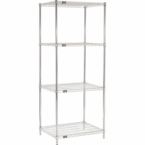 Nexel® Chrome, 4 Tier, Wire Shelving Starter Unit, 30"W x 24"D x 86"H 1 Nexel® Chrome, 4 Tier, Wire Shelving Starter Unit, 30"W x 24"D x 86"H