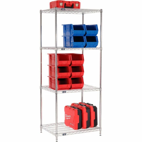 Nexel® Chrome, 4 Tier, Wire Shelving Starter Unit, 30"W x 24"D x 86"H 2 Nexel® Chrome, 4 Tier, Wire Shelving Starter Unit, 30"W x 24"D x 86"H - Image 2