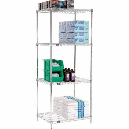 Nexel® Chrome, 4 Tier, Wire Shelving Starter Unit, 30"W x 24"D x 86"H 3 Nexel® Chrome, 4 Tier, Wire Shelving Starter Unit, 30"W x 24"D x 86"H - Image 3