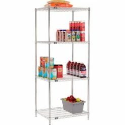 Nexel® Chrome, 4 Tier, Wire Shelving Starter Unit, 30"W x 24"D x 86"H 18 Nexel® Chrome, 4 Tier, Wire Shelving Starter Unit, 30"W x 24"D x 86"H -Shelving Sales Store 188306 03