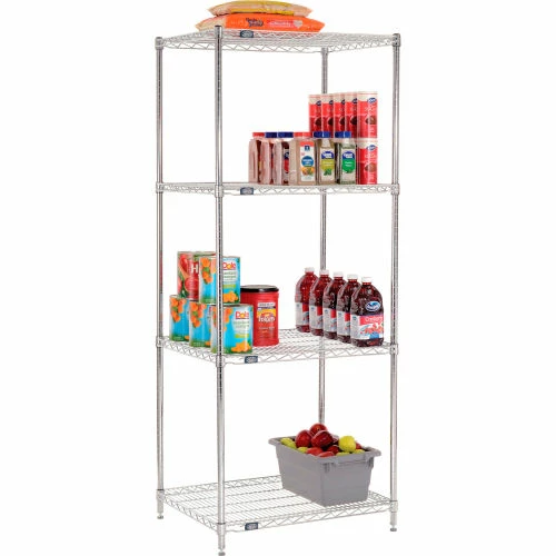 Nexel® Chrome, 4 Tier, Wire Shelving Starter Unit, 30"W x 24"D x 86"H 4 Nexel® Chrome, 4 Tier, Wire Shelving Starter Unit, 30"W x 24"D x 86"H - Image 4