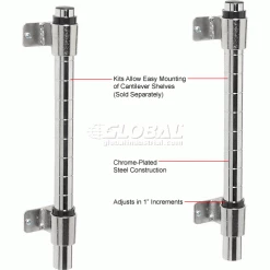 Nexel® Chrome Wall Mount Post & Bracket Kit 14"H -Shelving Sales Store 188392 1wco 1