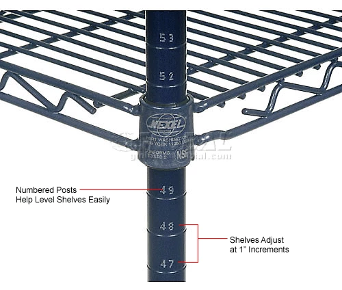Nexel® Nexelon®, 4 Tier, Wire Shelving Starter Unit, 48"W x 18"D x 74"H 23 Nexel® Nexelon®, 4 Tier, Wire Shelving Starter Unit, 48"W x 18"D x 74"H - Image 23