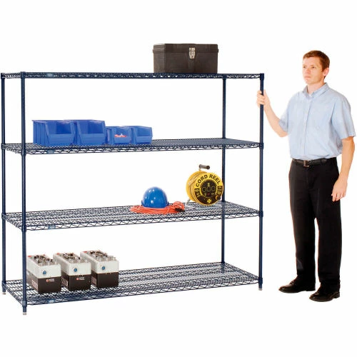 Nexel® Nexelon®, 4 Tier, Wire Shelving Starter Unit, 60"W x 14"D x 74"H 3 Nexel® Nexelon®, 4 Tier, Wire Shelving Starter Unit, 60"W x 14"D x 74"H - Image 3