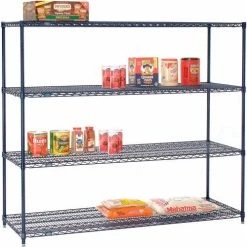 Nexel® Nexelon®, 4 Tier, Wire Shelving Starter Unit, 72"W x 18"D x 74"H -Shelving Sales Store 188414E 03 3