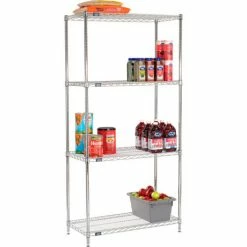 Nexel® Chrome, 4 Tier, Wire Shelving Starter Unit, 42"W x 18"D x 74"H -Shelving Sales Store 188420 03
