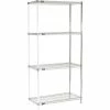 Nexel® Chrome, 4 Tier, Wire Shelving Add-On Unit, 36"W x 18"D x 74"H