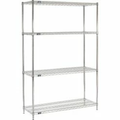 Nexel® ESD, 4 Tier, Wire Shelving Starter Unit, 60"W x 30"D x 54"H