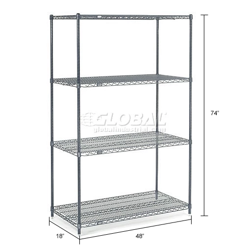 Nexel® Nexelon®, 4 Tier, Wire Shelving Starter Unit, 48"W x 18"D x 74"H 26 Nexel® Nexelon®, 4 Tier, Wire Shelving Starter Unit, 48"W x 18"D x 74"H - Image 26