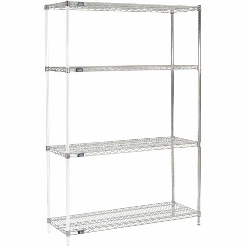 Nexel® Chrome, 4 Tier, Wire Shelving Add-On Unit, 54"W x 18"D x 74"H 1 Nexel® Chrome, 4 Tier, Wire Shelving Add-On Unit, 54"W x 18"D x 74"H