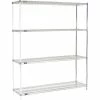 Nexel® Chrome, 4 Tier, Wire Shelving Add-On Unit, 72"W x 18"D x 74"H
