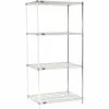 Nexel® Chrome, 4 Tier, Wire Shelving Add-On Unit, 36"W x 24"D x 74"H