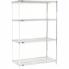 Nexel® Chrome, 4 Tier, Wire Shelving Add-On Unit, 48"W x 24"D x 74"H
