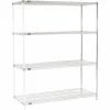 Nexel® Chrome, 4 Tier, Wire Shelving Add-On Unit, 72"W x 24"D x 86"H