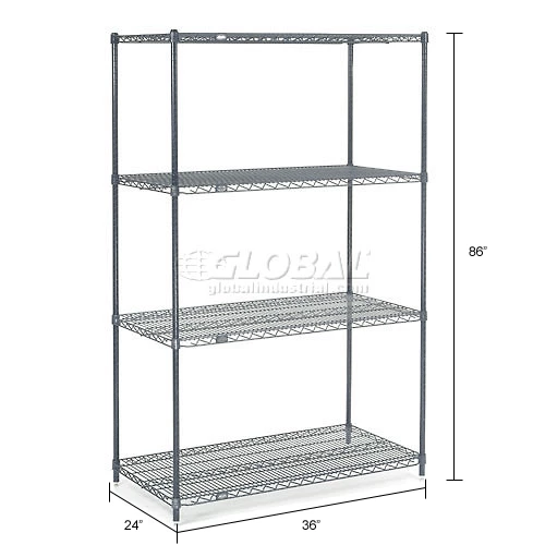 Nexel® Nexelon®, 4 Tier, Wire Shelving Starter Unit, 36"W x 24"D x 86"H 26 Nexel® Nexelon®, 4 Tier, Wire Shelving Starter Unit, 36"W x 24"D x 86"H - Image 26