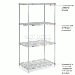 Nexel® S2460C Chrome Wire Shelf 60"W x 24"D 18 Nexel® S2460C Chrome Wire Shelf 60"W x 24"D -Shelving Sales Store 188560 5wco 2