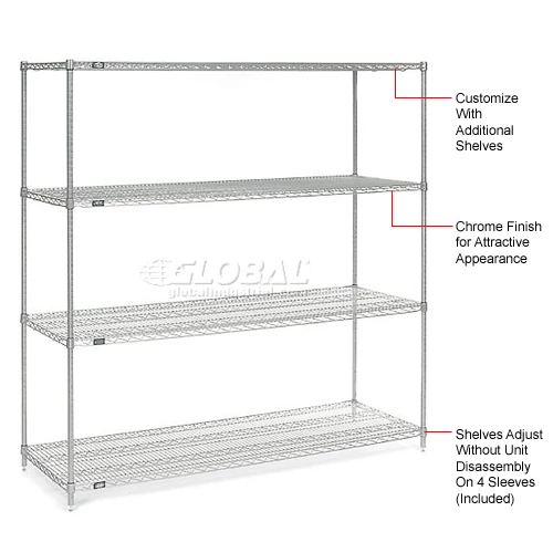 Nexel® S2472C Chrome Wire Shelf 72"W x 24"D 9 Nexel® S2472C Chrome Wire Shelf 72"W x 24"D - Image 9