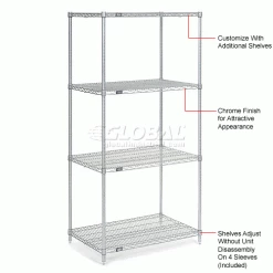 Nexel® S1836C Chrome Wire Shelf 36"W x 18"D -Shelving Sales Store 188565 5wco 1