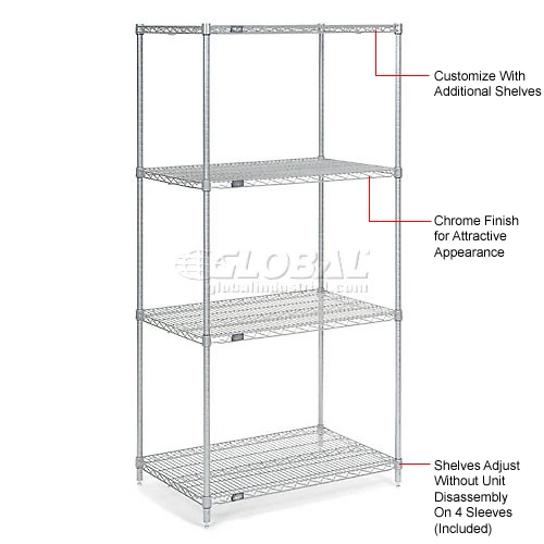 Nexel® S1454C Chrome Wire Shelf 54"W x 14"D 9 Nexel® S1454C Chrome Wire Shelf 54"W x 14"D - Image 9