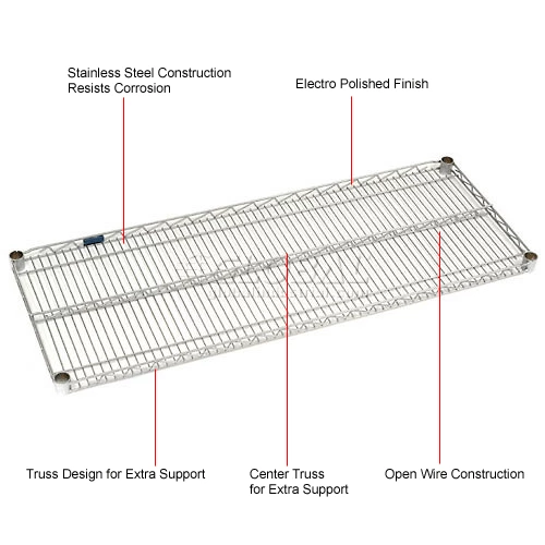 Nexel® S2436S Stainless Steel Wire Shelf 36"W x 24"D 13 Nexel® S2436S Stainless Steel Wire Shelf 36"W x 24"D - Image 13