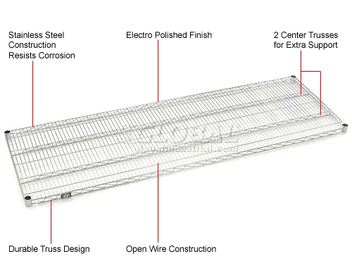 Nexel® Stainless Steel Wire Shelf 72 x 24 with Clips 14 Nexel® Stainless Steel Wire Shelf 72 x 24 with Clips - Image 14